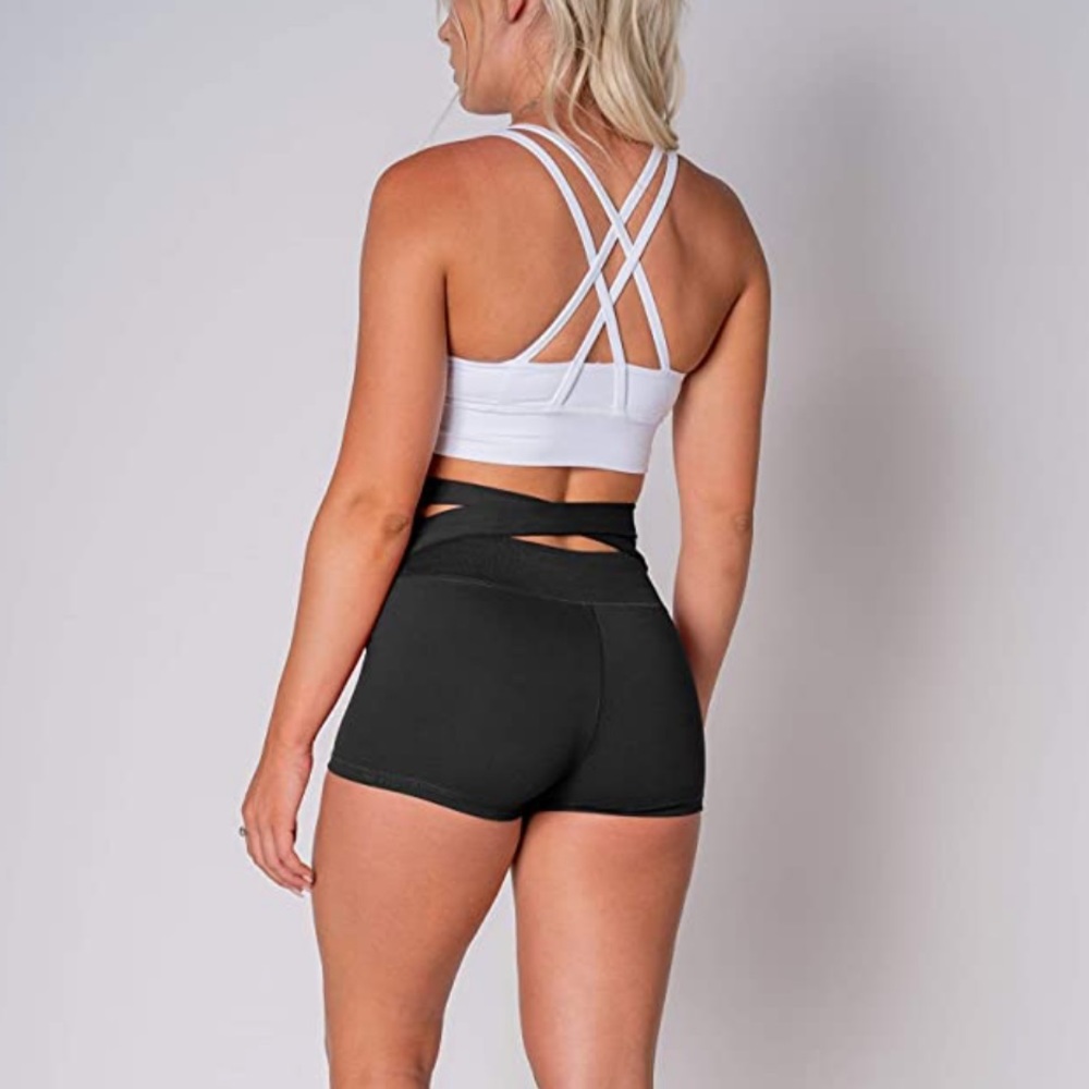 New High Waist Athletic Workout Yoga Gym Shorts, S - Picture 4 of 7
